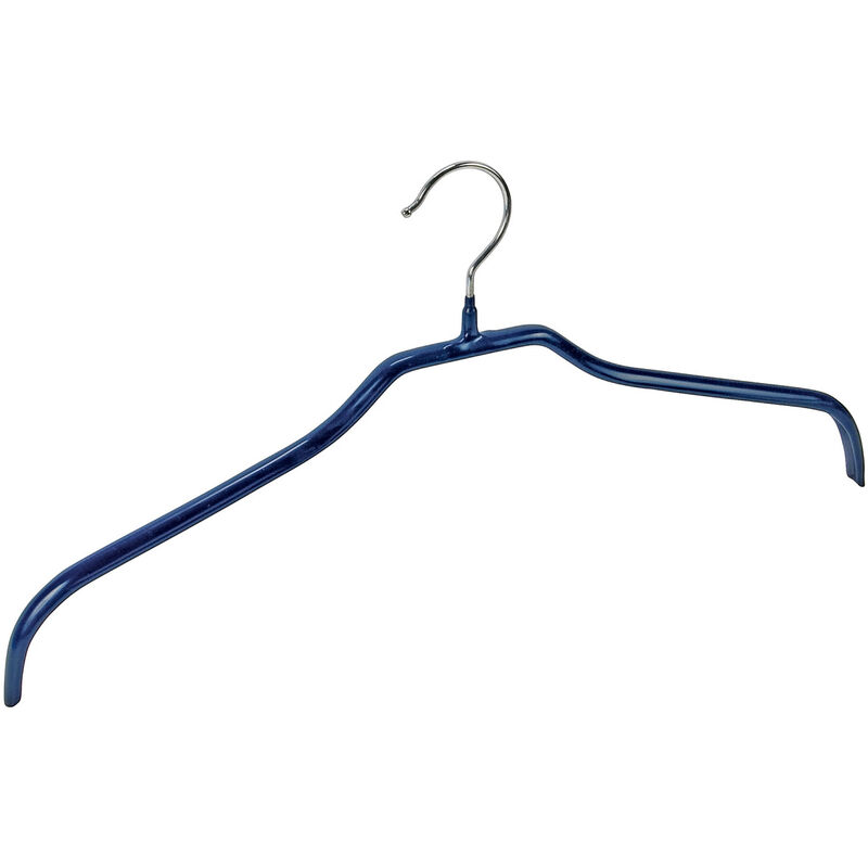 Kleiderbügel-Set Multi 12 Kleiderbügel & 12 Bügelverbinder, 12 Kleiderbügel, 12 Bügelverbinder, Blau, verchromtes Metall silber glänzend, Kunststoff