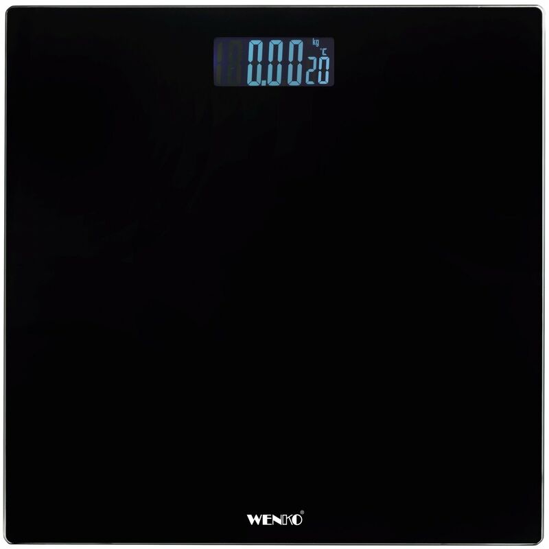 Personenwaage lcd Schwarz, digitale Körperwaage mit LCD-Display, Schwarz, Glas schwarz, Kunststoff (abs) schwarz, Kunststoff (tpe) schwarz - schwarz