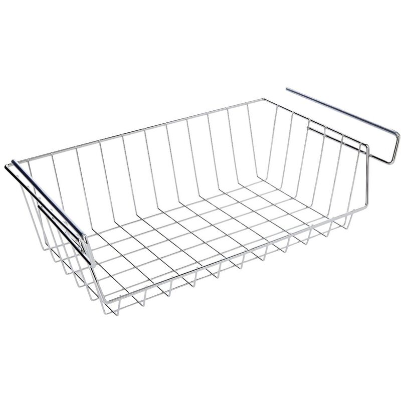 Regaleinhängekorb, Metallkorb mit Anti-Rutsch-Gummierung, Silber glänzend, verchromtes Metall silber glänzend - silber glänzend - Wenko