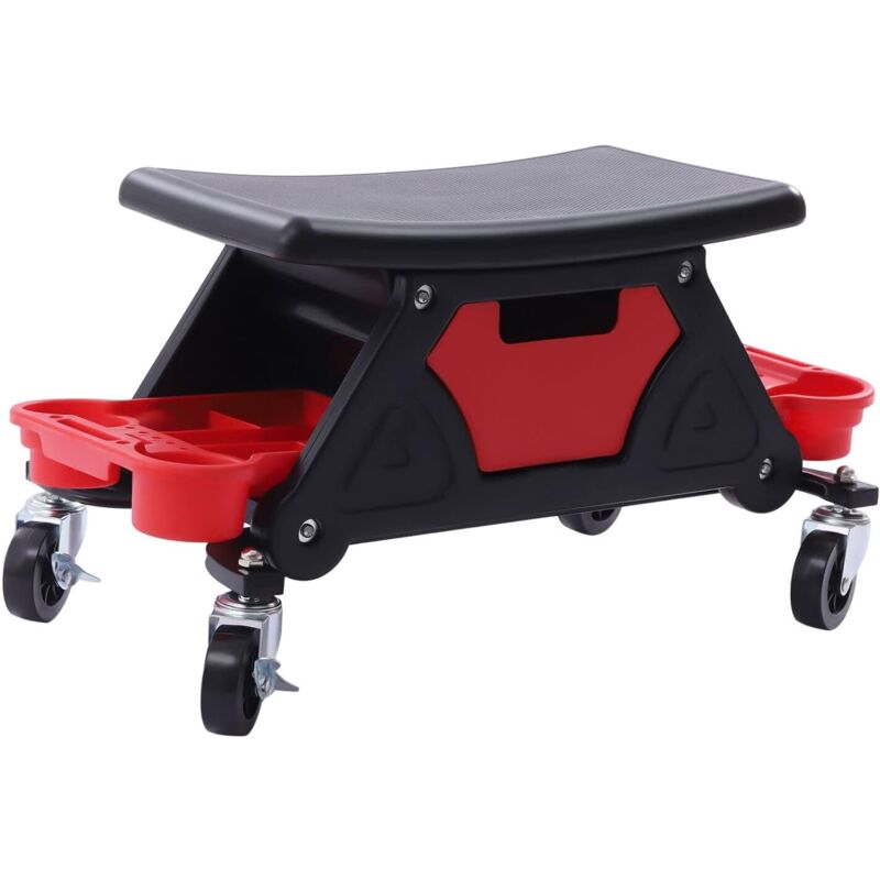 Werkstatthocker mit Rollen, 150KG Fahrbarer Werkstatt Sitz Werkstatt-hocker Arbeitshocker Werkstattstuhl Rollhocker mit Warenregale für