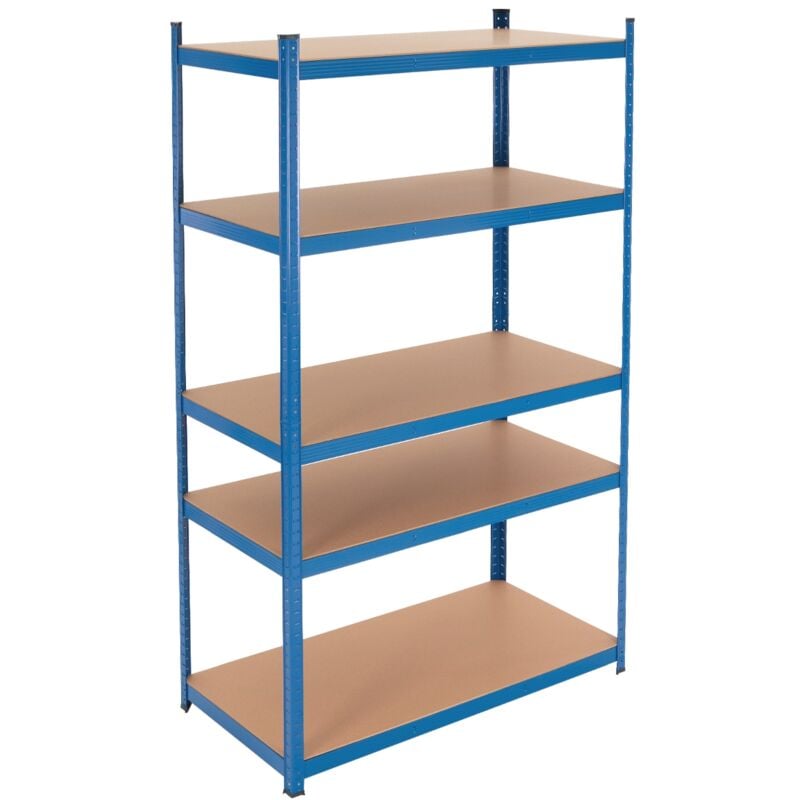 Werkstattregal Schwerlastregal 200x100x60 cm Blau aus pulverbeschichtem Metall mit 5 Böden aus mdf Holz belastbar bis 875kg Lagerregal Steckregal