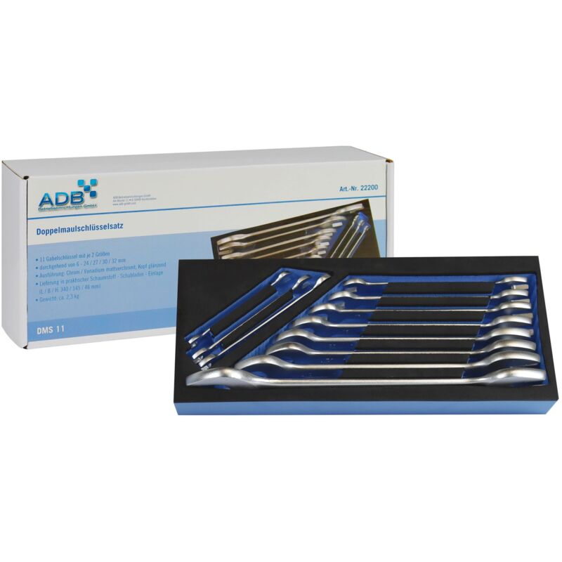Werkzeugeinlage Werkstattwagen Einlage Doppelmaulschlüssel 11-teilig - ADB