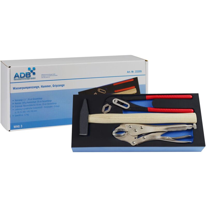 Werkzeugeinlage Werkstattwagen Einlage Gripzange +Rohrzange +Hammer Werkzeug - ADB