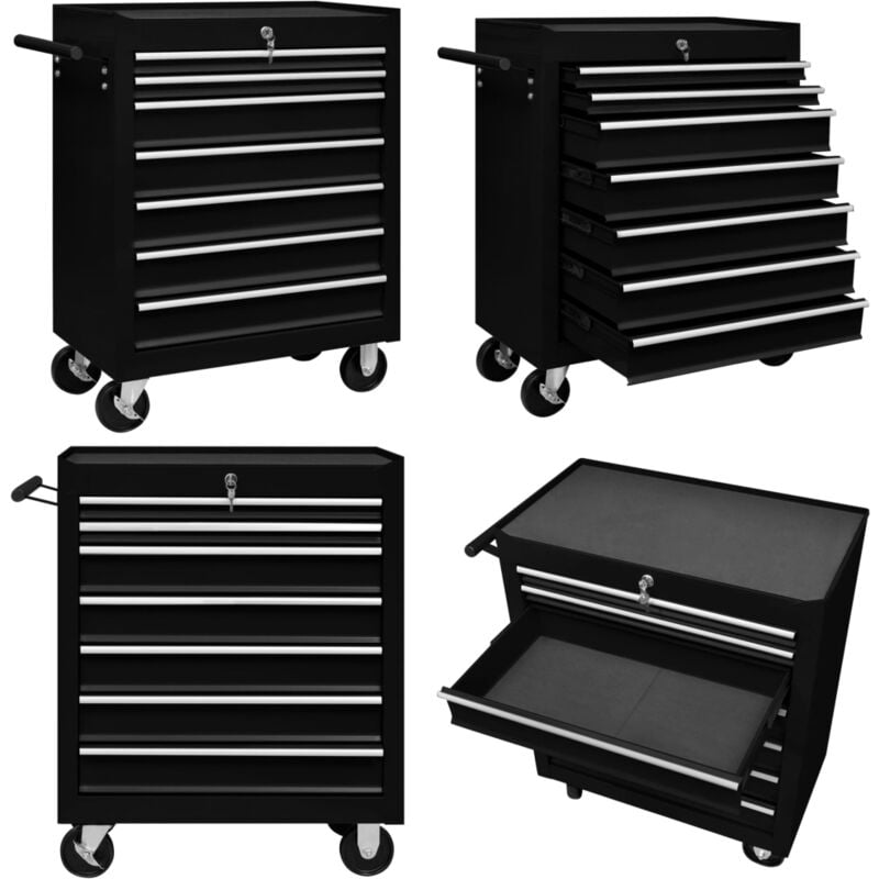Werkstattwagen mit 7 Schubladen Schwarz - Werkstattwagen - Werkstattwägen - Home & Living