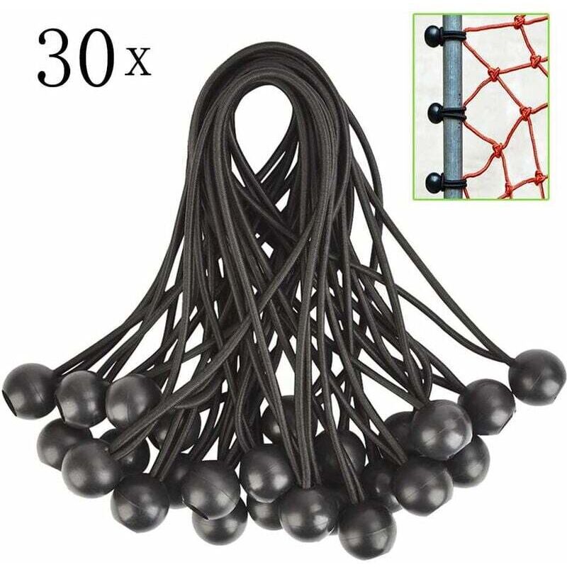 Gabrielle - 30 Stück elastische Gummispanner mit Kugel, für Plane, Pavillon, Zelt, Vorhänge, Gartenzaun-Abdeckungsbefestigung,