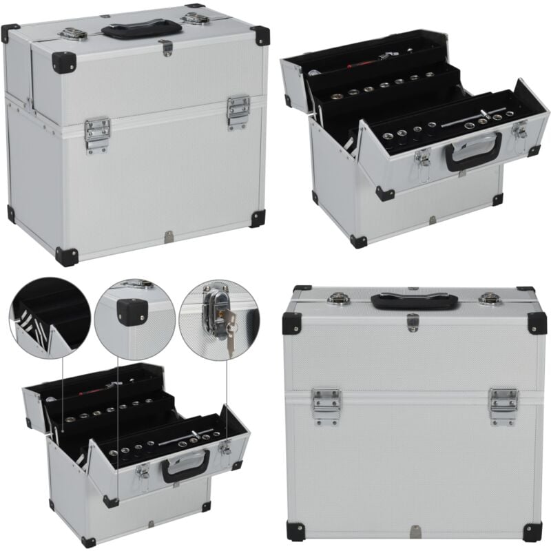 Werkzeugkoffer 38x22,5x34 cm Silbern Aluminum - Werkzeugkoffer - Werkzeugtaschen - Home & Living - Silber