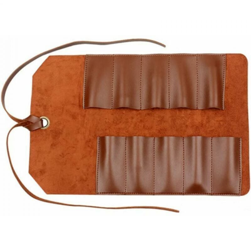 Werkzeugrolle, Ledertasche, 10 Taschen, Mehrbenutzer-Organizer, Wickeltasche für Holzbearbeitungsschraubenschlüssel, Hellbraun, Werkzeugtasche