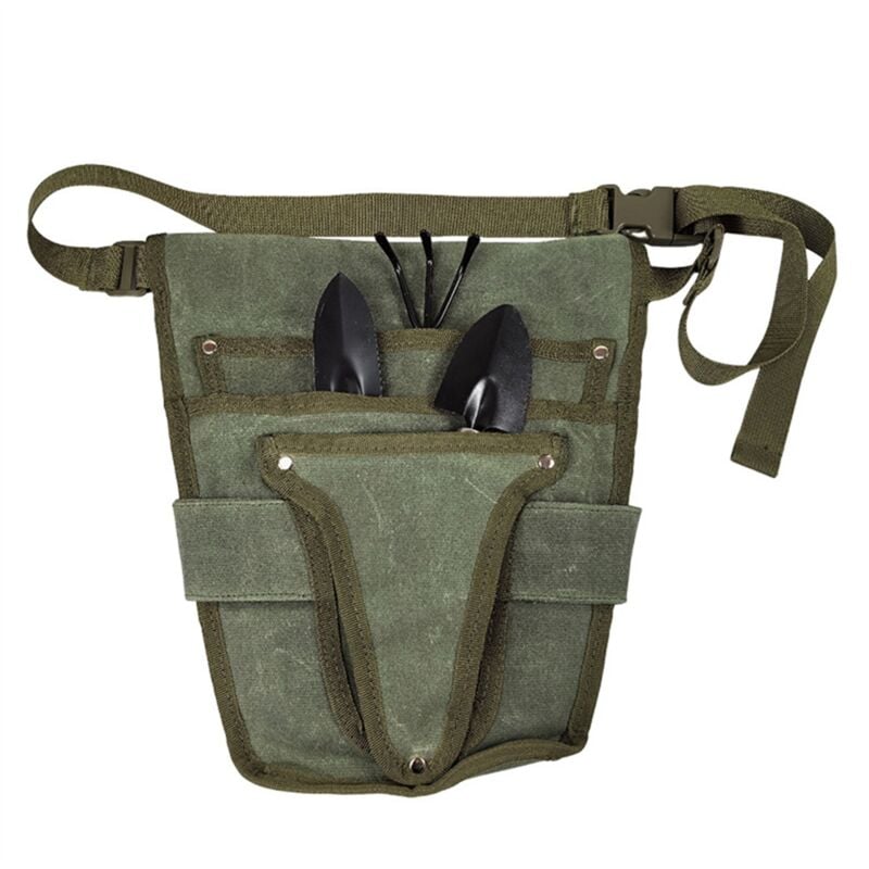 Werkzeugtasche aus Segeltuch mit mehreren Taschen und Gürteltasche, Gärtner- und Elektriker-Organizer für Gartengeräte
