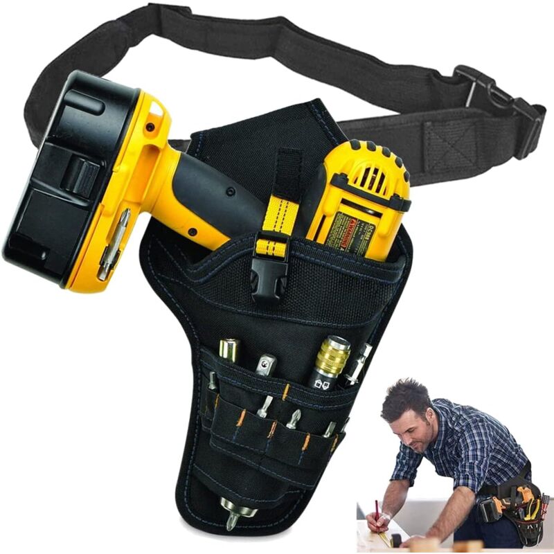 Werkzeugtasche mit Gürtel, Werkzeughaltertasche für elektrische Bohrmaschinen, Werkzeugholster mit verstellbarem Gürtel für Elektriker, Schreiner,