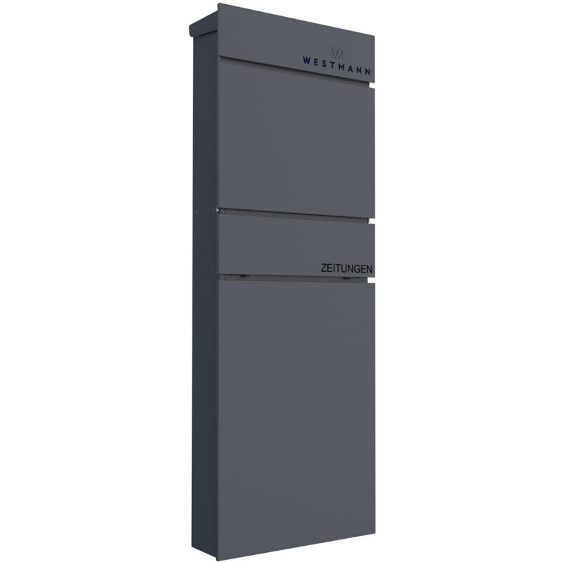 Westmann - Stahl Briefkasten Pina Briefkasten mit Zeitungsfach Anthrazit 40x14x111 cm