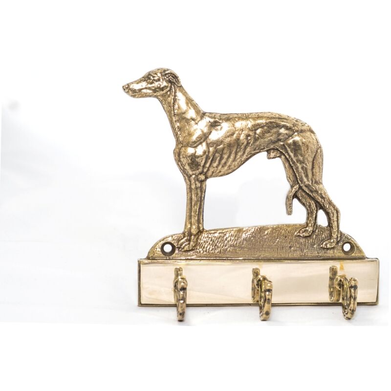 Whippet, Englischer Windspielhund - Schlüsselanhänger mit Hund, Halter aus Messing für Hundeaccessoires, edle Flurdeko von Art-Dog
