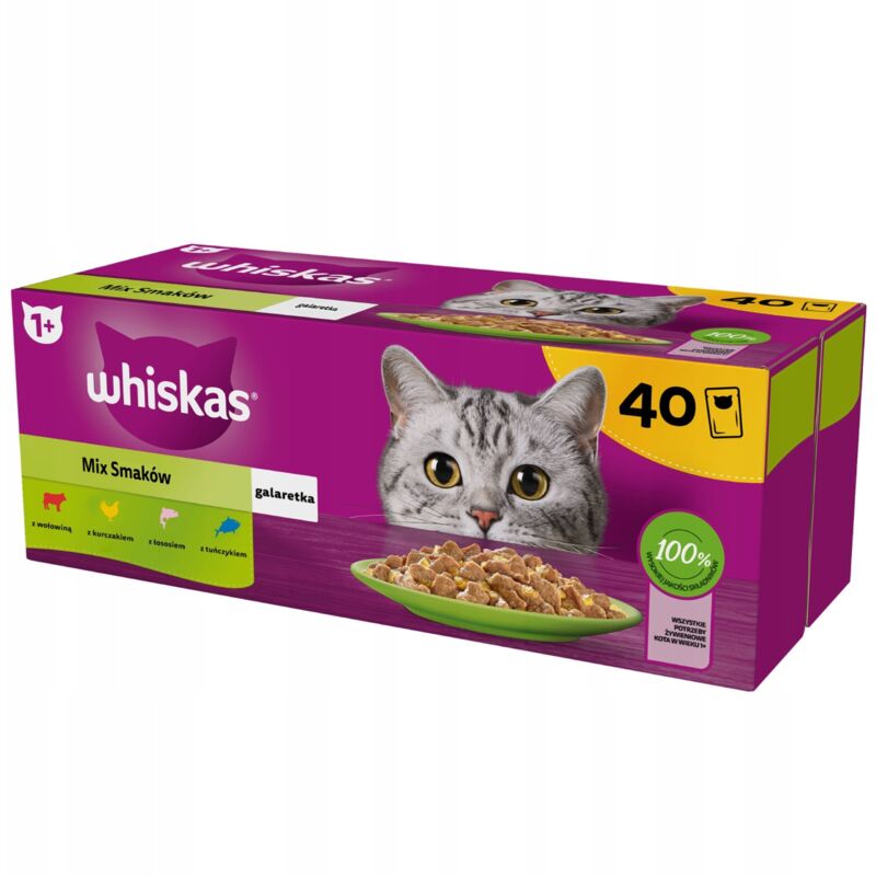 WHISKAS Mix Geschmacksrichtungen Gelee Katzenfutter 80x85g