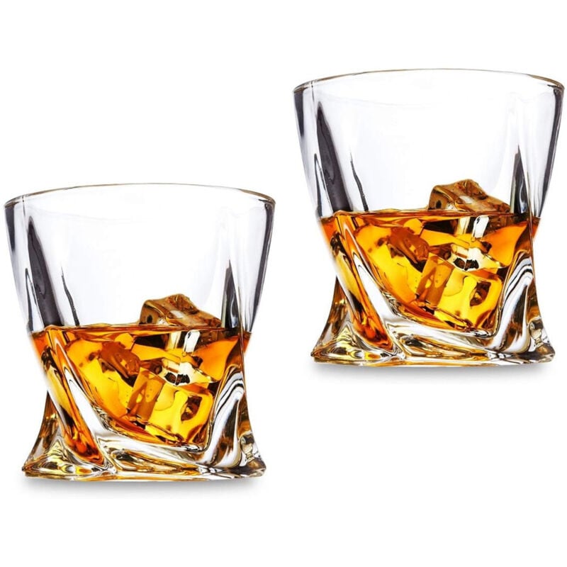 Whisky Gläser 2er Set, altmodische Cocktailglas, 300ML Whiskey Gläser, Rum Gläser, Rocks-Gläser für Scotch, Likör, Bourbon, Wiskeygläser-Set