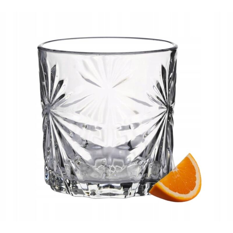 Whiskyglas FLOWER 300 ml, farblos, geprägtes Muster in Kristalloptik, für Wasser, Säfte und andere Getränke geeignet