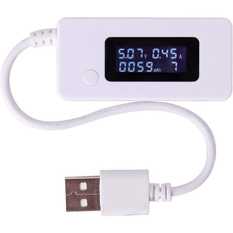 White Tail LCD-Hintergrundbeleuchtung LCD-Digitalanzeige USB-Amperemeter Voltmeter Ladekapazitätserkennung Tischdetektor