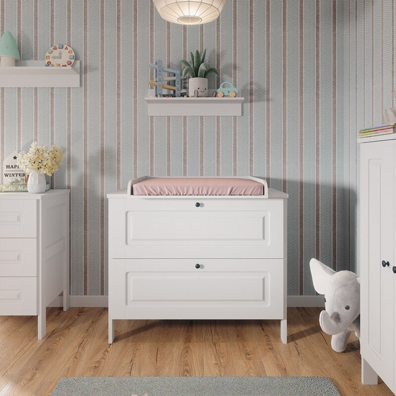 Vitalispa - Wickelkommode Ajaton, Weiß, 108 x 98 cm mit 2 Schubladen