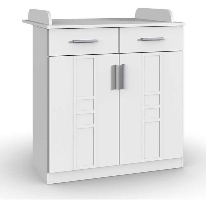 Wickelkommode mit zwei Schubkästen in weiß BEELEN-43