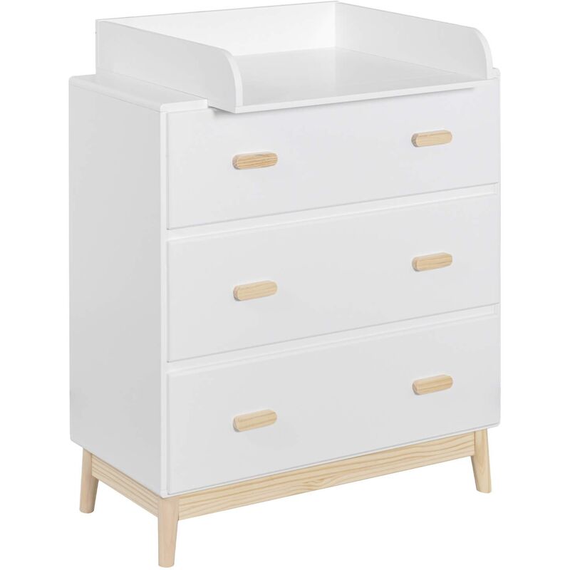 Mobili Rebecca - Wickeltisch Betula 100x80x42 mdf Kiefer Weiß Braun Skandinavisch Zu Montieren