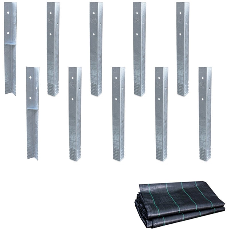 Bodenanker Erdanker Winkelanker-Set SolidLock für Spielturm & Schaukel inkl. Unkrautvlies, Anker, Pfostenanker für Klettergerüst & Gartenzaun - 10