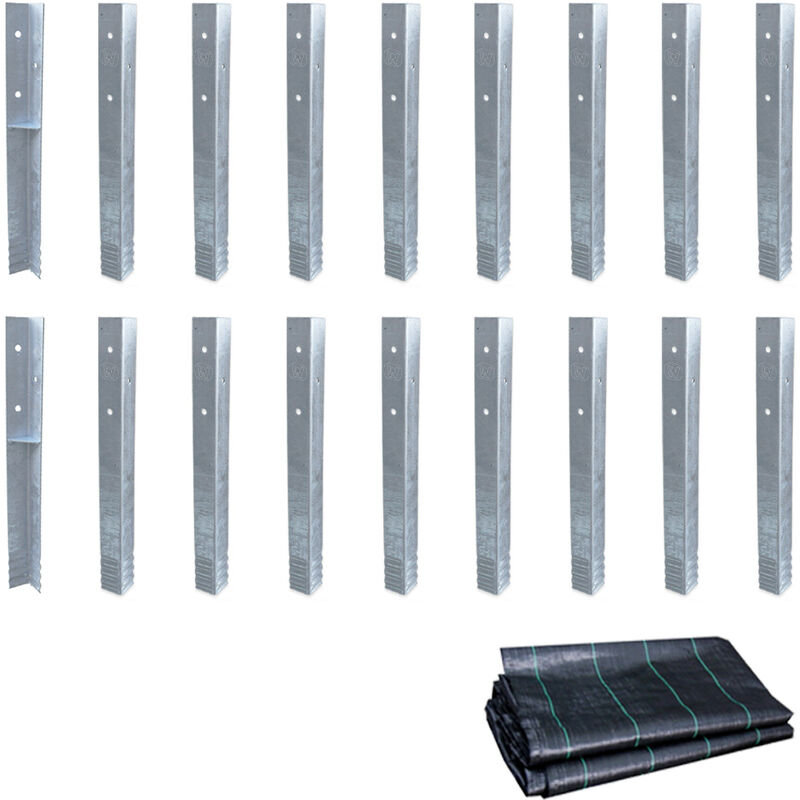 Bodenanker Erdanker Winkelanker-Set SolidLock für Spielturm & Schaukel inkl. Unkrautvlies, Anker, Pfostenanker für Klettergerüst & Gartenzaun - 18