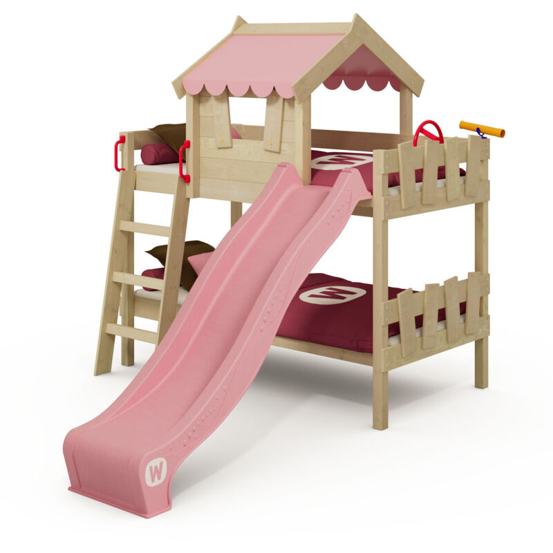 Etagenbett mit Rutsche CrAzY Fancy Hausbett – Pastellpink - Wickey