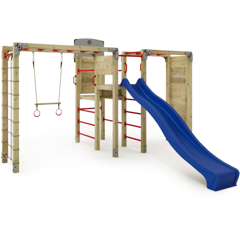 Klettergerüst fit Cross 1085 - Klettergerüst mit Hangelleiter und Basketballkorb, Outdoor-Fitnessgerät für die Eltern & Kinderklettergerüst, 5