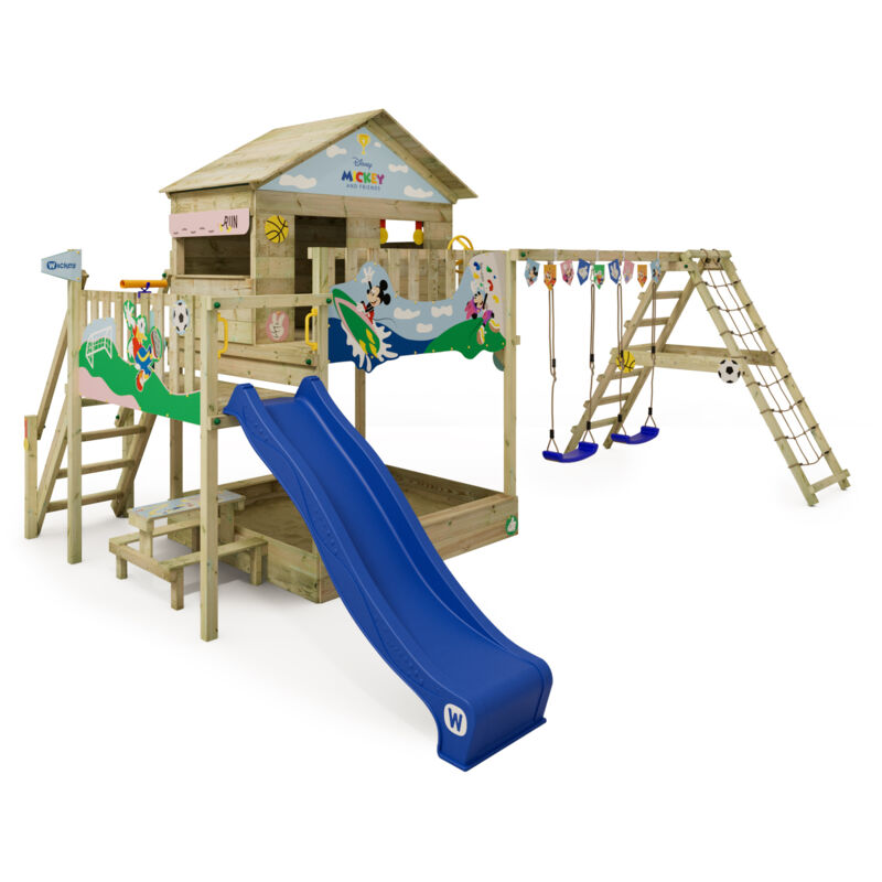 Spielturm Klettergerüst Disney Quest mit Schaukel & Rutsche, Stelzenhaus mit Sandkasten, Kletterleiter & Spiel-Zubehör - Lion King - Wickey