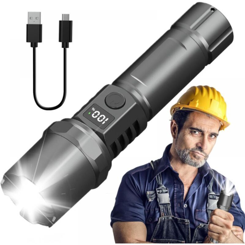 Wiederaufladbare Camping-Taschenlampe, leistungsstarke Wander-Taschenlampe, helle Outdoor-Taschenlampe mit 3 Modi