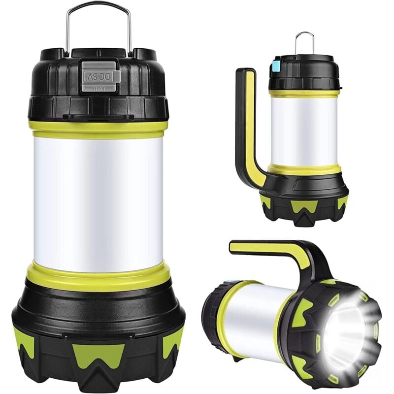 Wiederaufladbare LED-Laterne, über USB wiederaufladbare LED-Camping-Laterne-Taschenlampe, 360°-Beleuchtung, 6 Modi, wasserdicht, tragbar, zum