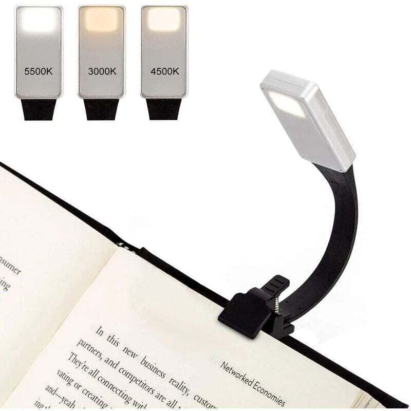 Wiederaufladbare LED-Leselampe zum Lesen im Bett, 3 Farbtemperaturen (Gelb, Weiß, Gemischt) – Helligkeit einstellbar, Buchlampe für Bücher, Kindle