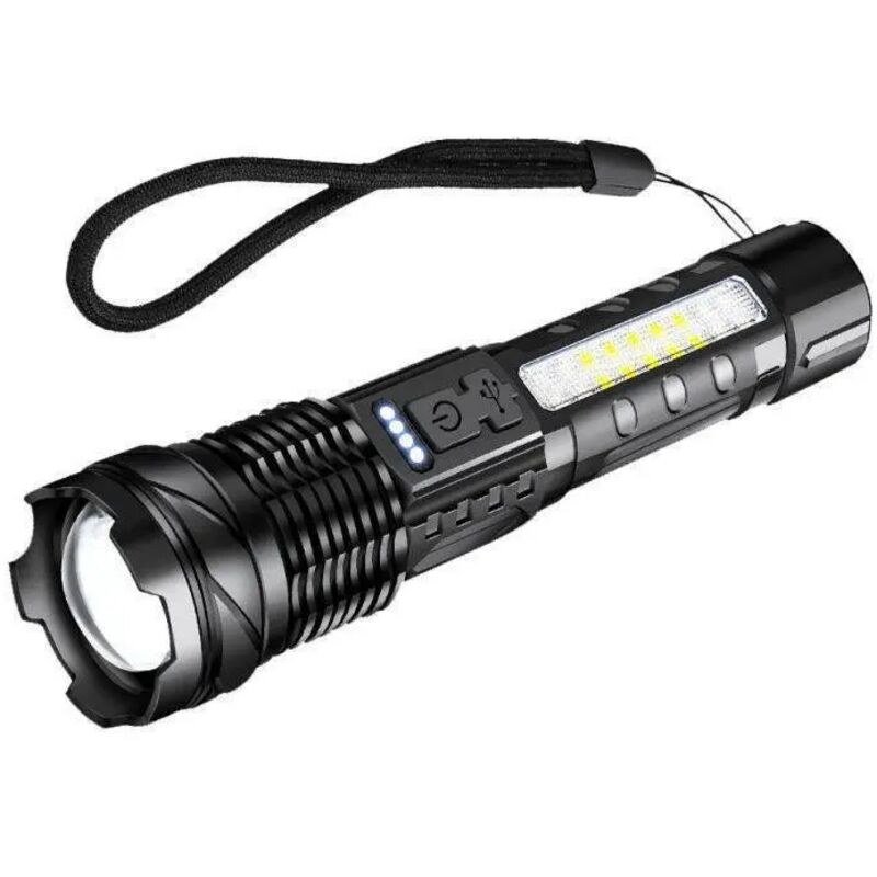 Wiederaufladbare LED-Taschenlampe, ultrahelle zoombare taktische Taschenlampe mit 7 Beleuchtungsmodi, IPX6 wasserdichte Taschenlampe für Camping,