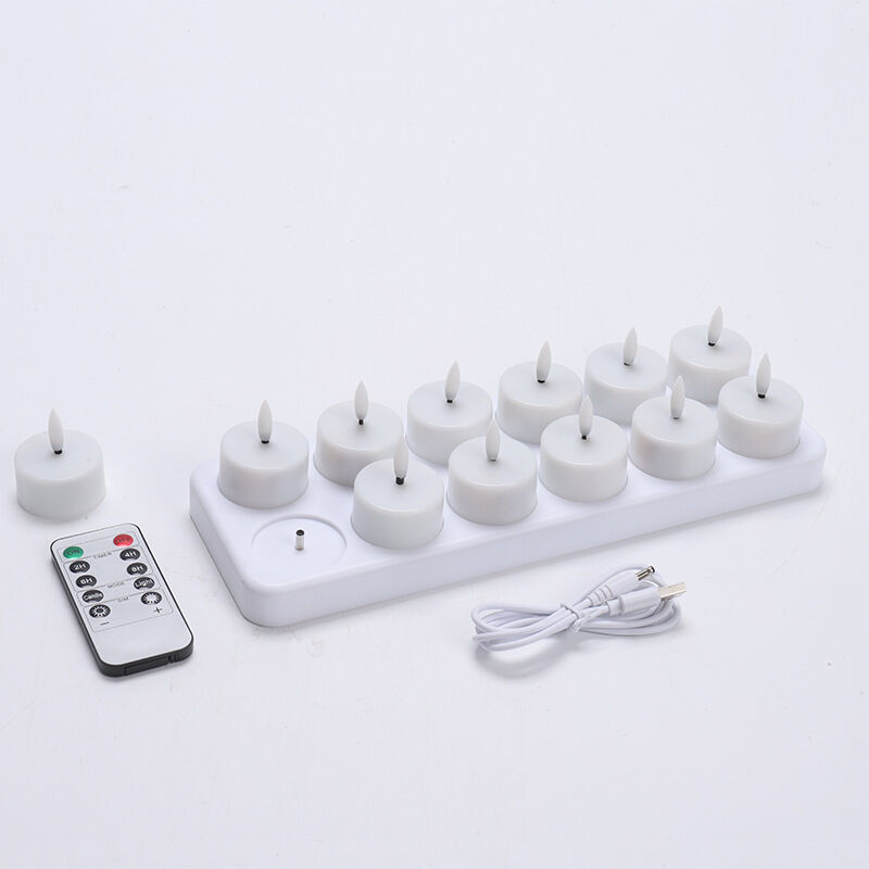 Wiederaufladbare LED-Teelichter, flackerfreie, flammenlose Kerzen mit Fernbedienung und Timer, 12er-Packung batteriebetriebene Kerzen