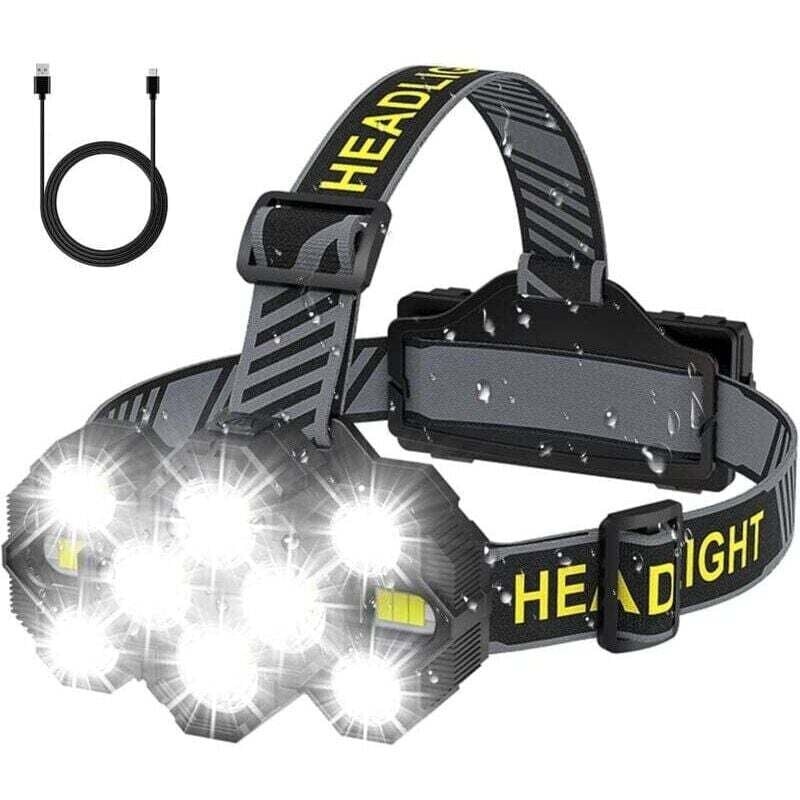 Lampe Frontale Rechargeable - 2022 Améliorée 22000 Lumen 10 LED 10 Modes Super Brillante Lumineux Lampe Frontale Mains Libres Lampe de Poche pour