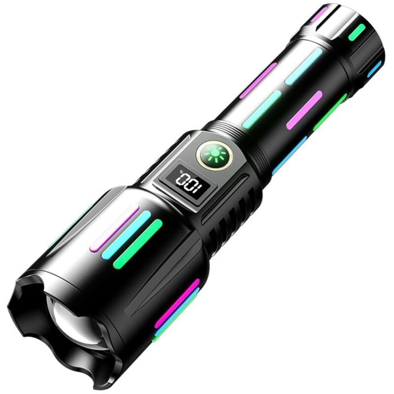 Wiederaufladbare Taschenlampe mit hoher Lumenzahl, 5 Modi, superhelle LED-Taschenlampe, USB C, langlebige, robuste, starke taktische Taschenlampe für