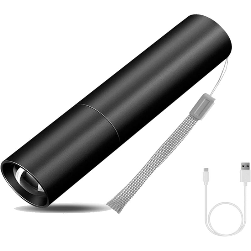 Usb wiederaufladbare LED-Taschenlampe, 3 Beleuchtungsmodi, wasserdichte Taschenlampe, zoombare Hochleistungs-Mini-Taschenlampe, taktische