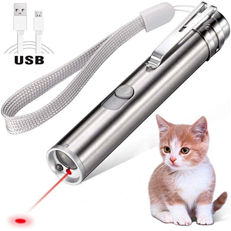 Wiederaufladbarer Laserpointer für Katzen, 3-Modus-Laserpointer (rot), interaktives Lichttrainingsgerät mit USB-Ladefunktion für die Bewegung von