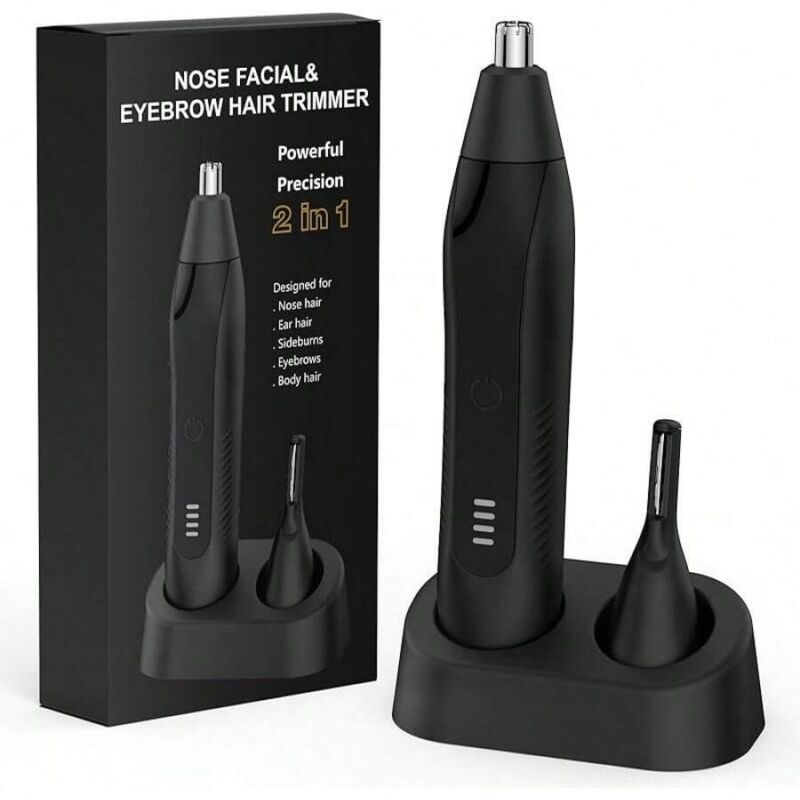 Wiederaufladbarer Nasen- und Augenbrauentrimmer 2-in-1-Epilierer aus Metall für die professionelle Rasur Schmerzfrei Geeignet für Ohren-, Bart- und