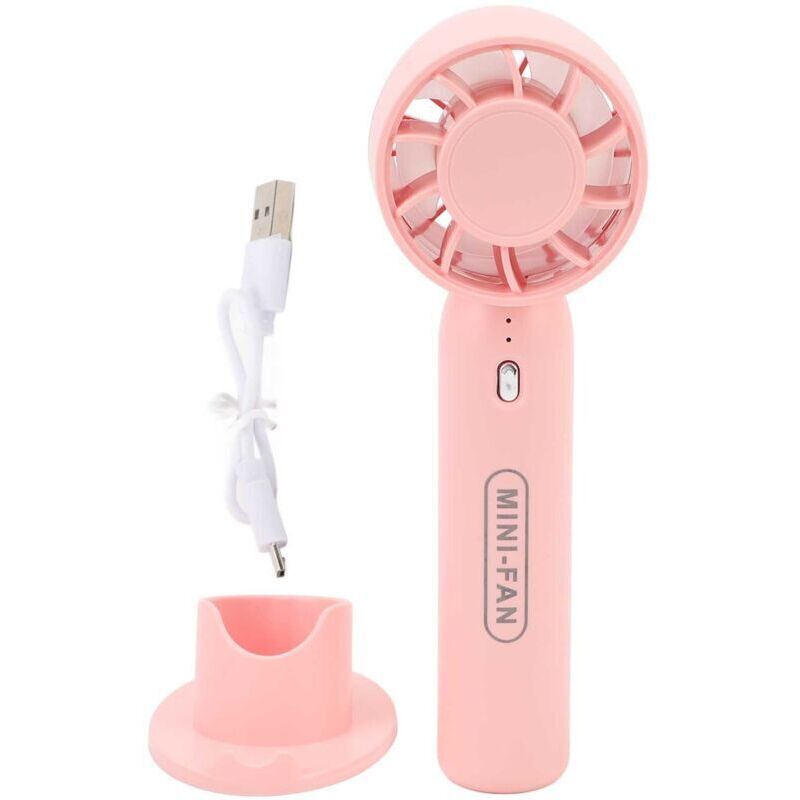 Wiederaufladbarer USB-Ventilator mit 3 Windgeschwindigkeiten, Turbo-Mini-Ventilator für Reisen und Camping, Pink