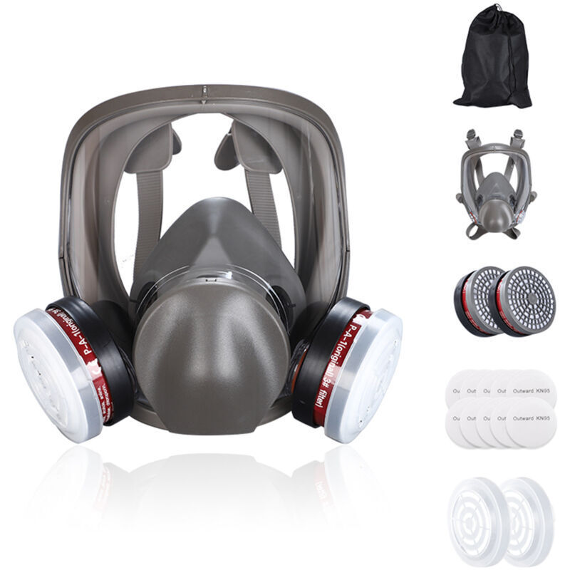 Wiederverwendbare KN95-Vollgesichtsmaske – Schutz vor organischen Gasen und Dämpfen – Ergonomisches Silikondesign – Doppelter Aktivkohlefilter