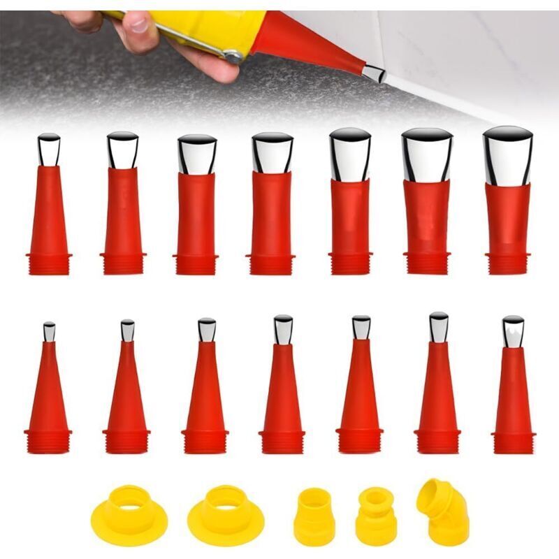 Wiederverwendbarer Dichtdüsen-Applikator, Universal-Werkzeugset mit integrierter Gummidüse, Universal-Gummidüsen-Werkzeugset mit Basis (19-teilig (5