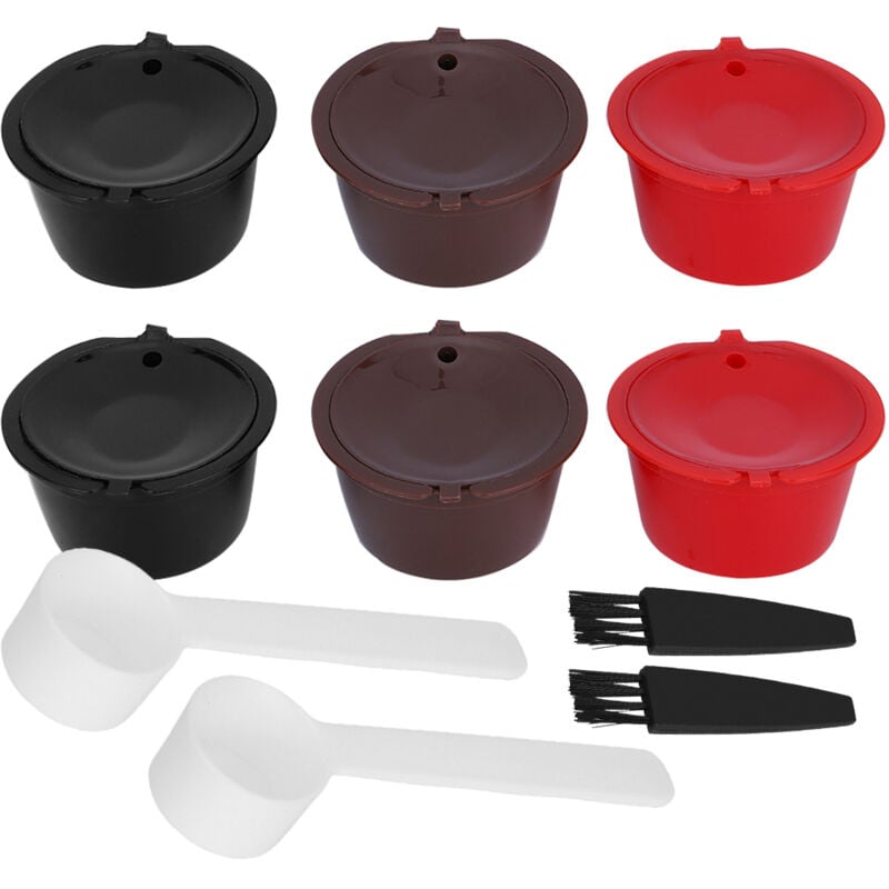 Wiederverwendbarer, nachfüllbarer Kaffeekapsel-Filterbecher mit Löffel und Pinsel – Kaffeewerkzeugset für Dolce Gusto