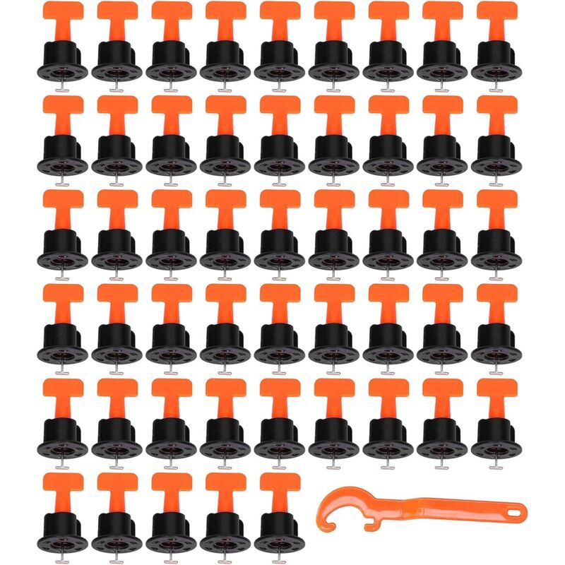 Wiederverwendbares Fliesen-Nivelliersystem-Set 100 Stück. Fliesen-Nivellierer T und 1 Stück. Abstandsschlüssel 2-8 mm / Dicke 5-18 mm