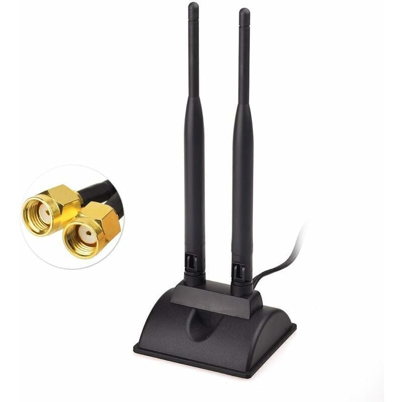 WiFi-Antenne 2,4G/5,8G, Dual-Magnetantenne, RP-SMA-Adapter, 3 m Kabel für WiFi-Kameraantenne, PCI-Karte, WLAN-Router, kabelloser Bluetooth-Router