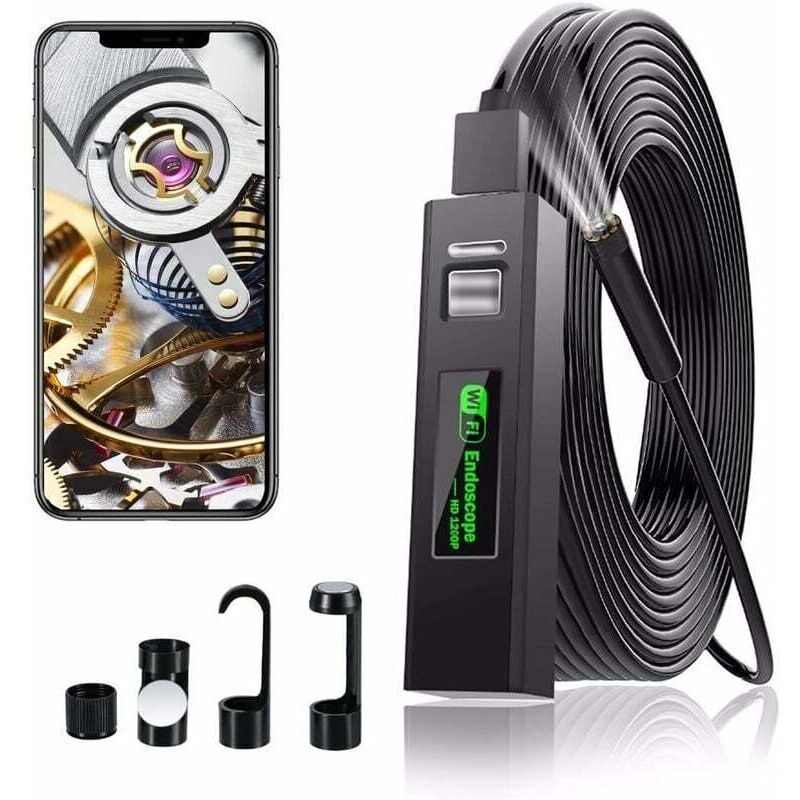 WiFi-Endoskopkamera, HD 1200P Rohrinspektionskamera mit LED-Licht für iPhone/Android/iOS Mobiltelefon/Windows/Mac/Tablet/PC (2M)