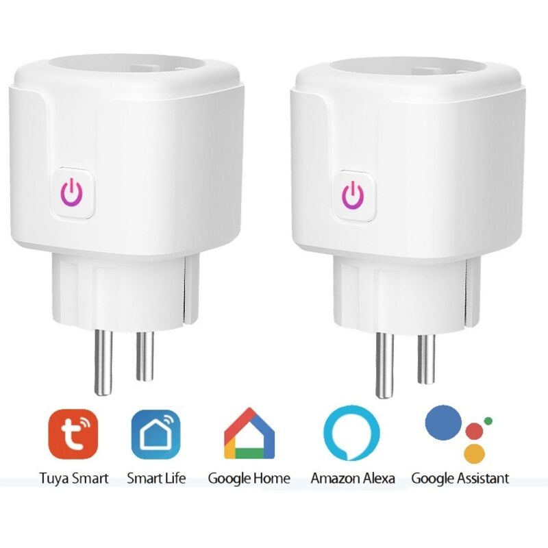 WiFi Connected Socket, 2 Stück Smart Socket kompatibel mit Alexa, Google Home und Smart Life, WiFi programmierbare Steckdosen mit Fernbedienung,