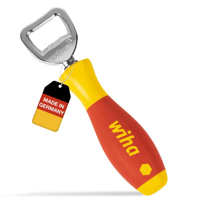 Wiha - Flaschenöffner SoftFinish® Werkzeuggriff, Geschenk für Männer, Bieröffner, Kapselheber, Kneipe und Küche, Männergeschenk für Vatertag (04703)