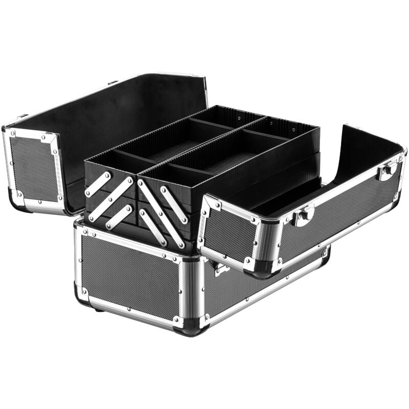 Alu Transportkoffer, Aufbewahrungskoffer mit 2 Schlüsseln, Universalkoffer für Werkzeug, Hobby, Arbeit, Mehrzweckkoffer mit Innenaufteilung - Wiltec