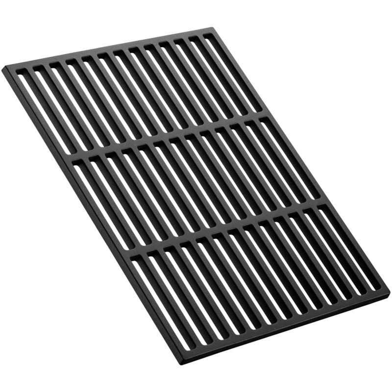 Wiltec Gusseisen Grillrost 29 x 38 cm, Grillgitter für Holzkohlegrill & Gasgrill, Gussgrillrost für BBQ, Grilleinsatz matt emailliert eckig