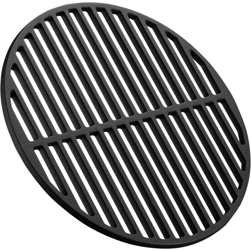 Wiltec - Gusseisen Grillrost rund ø 34,5 cm, Grillgitter für Holzkohlegrill & Gasgrill, Gussgrillrost für bbq, Grilleinsatz matt emailliert