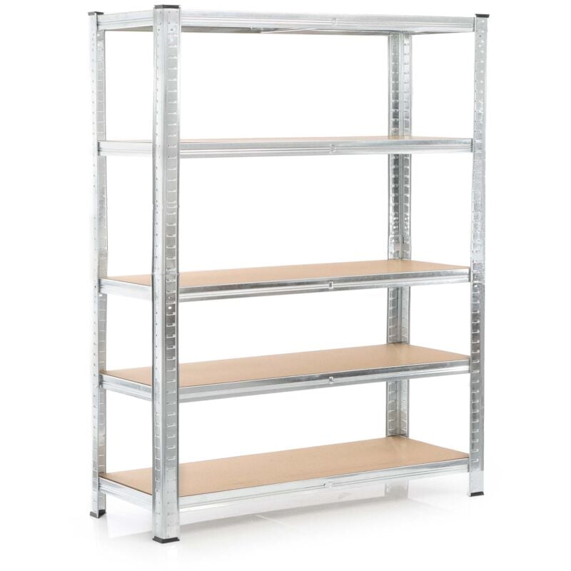 Schwerlastregal 120x40x180cm, Gesamtlast 875kg, Steckregal verzinkt aus Stahl, Lastenregal mit 5 Ablagen, Werkstattregal - Wiltec